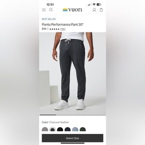 Vuori | Ponto Performance Pant | 30”